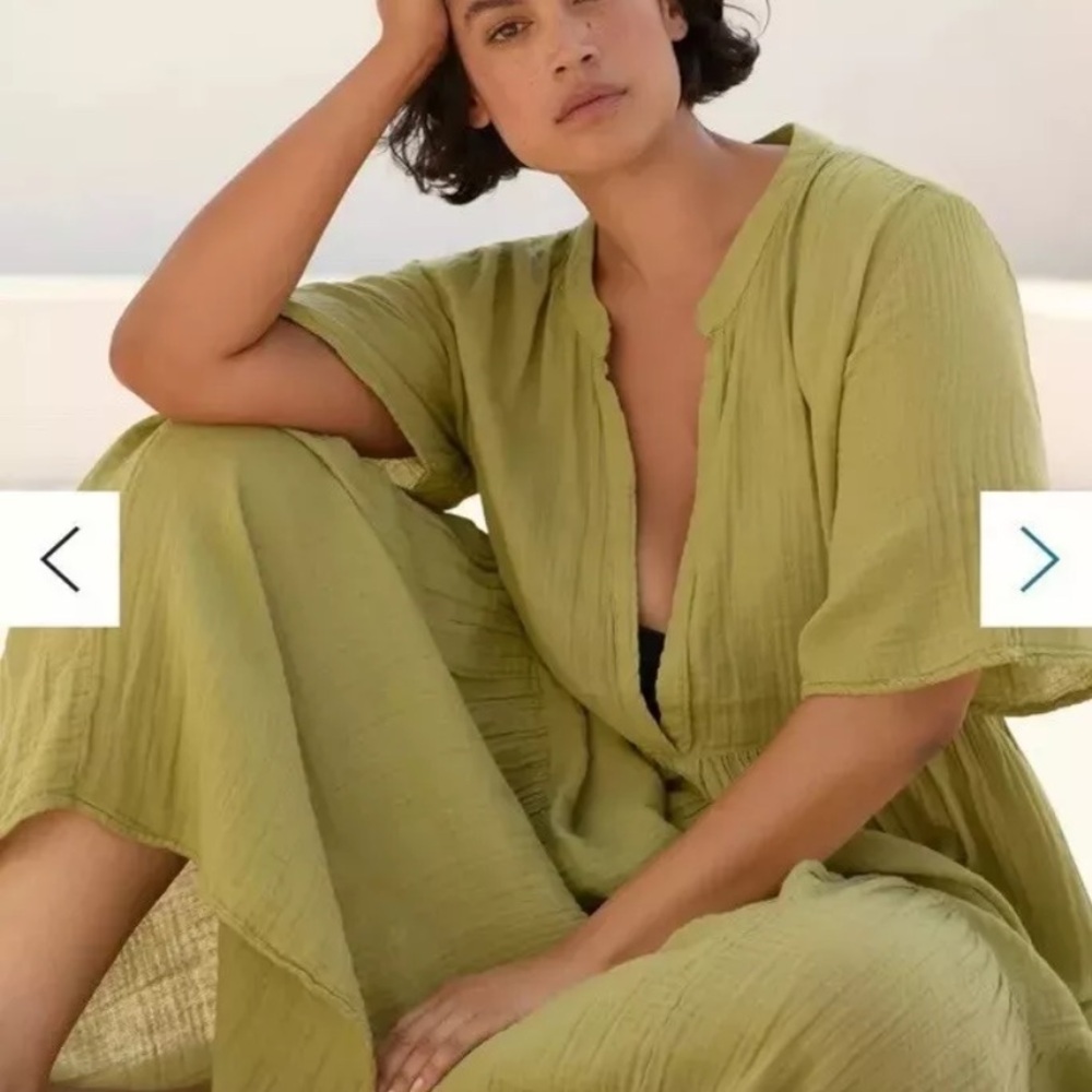 Anthropologie The Kallie Flowy Olive Green Maxi Dress XS Guaze New NWT BOHO HTF - Picture 3 of 12